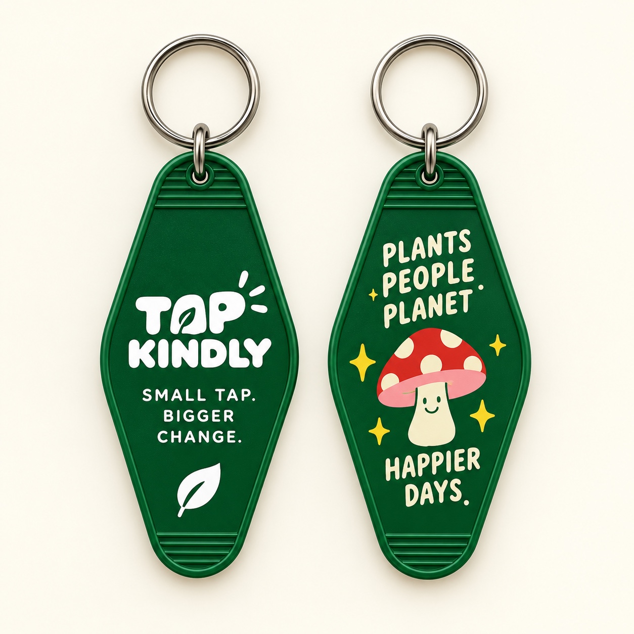 Forest green · Happier days NFC fob, front and back