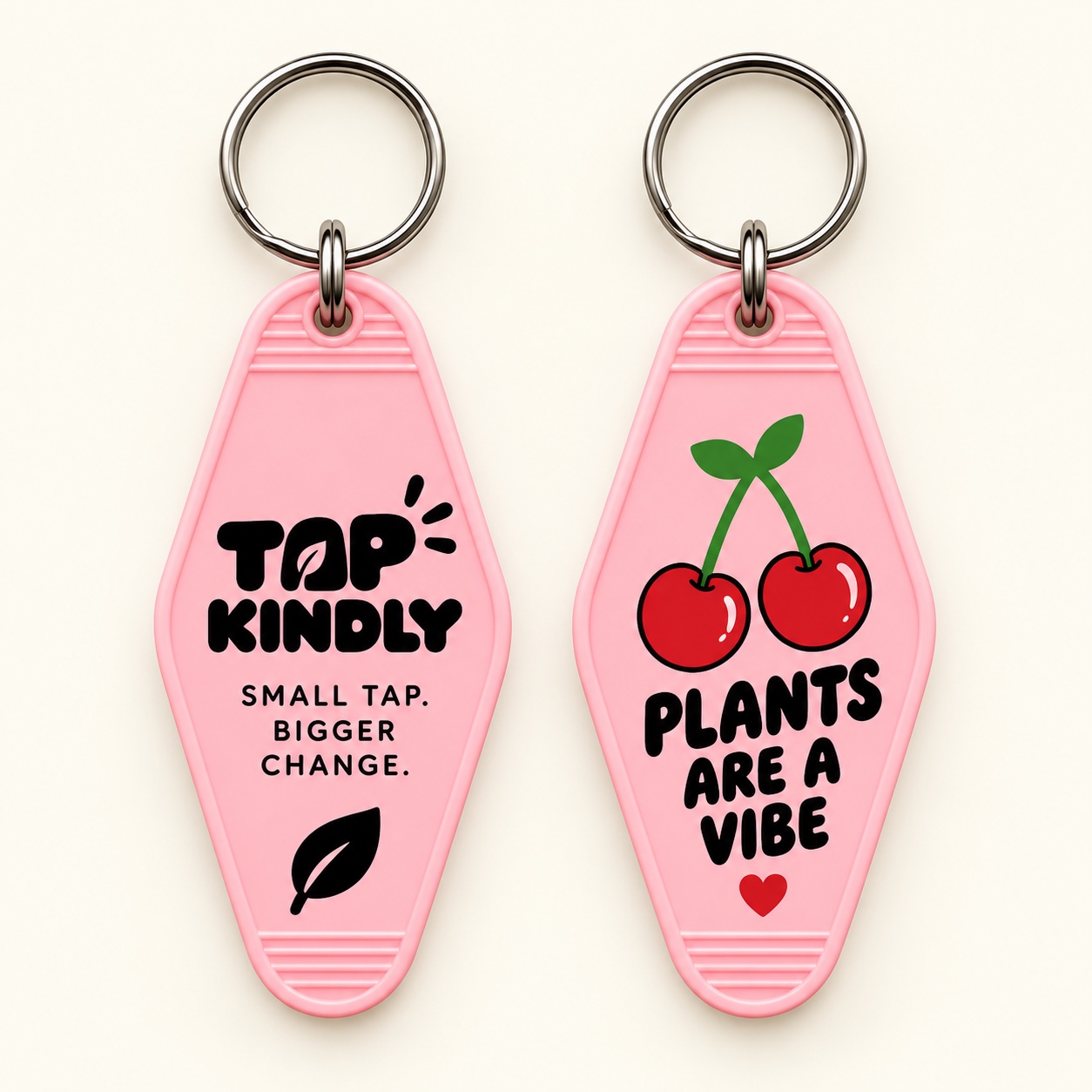 Pink · Plants are a vibe NFC fob, front and back