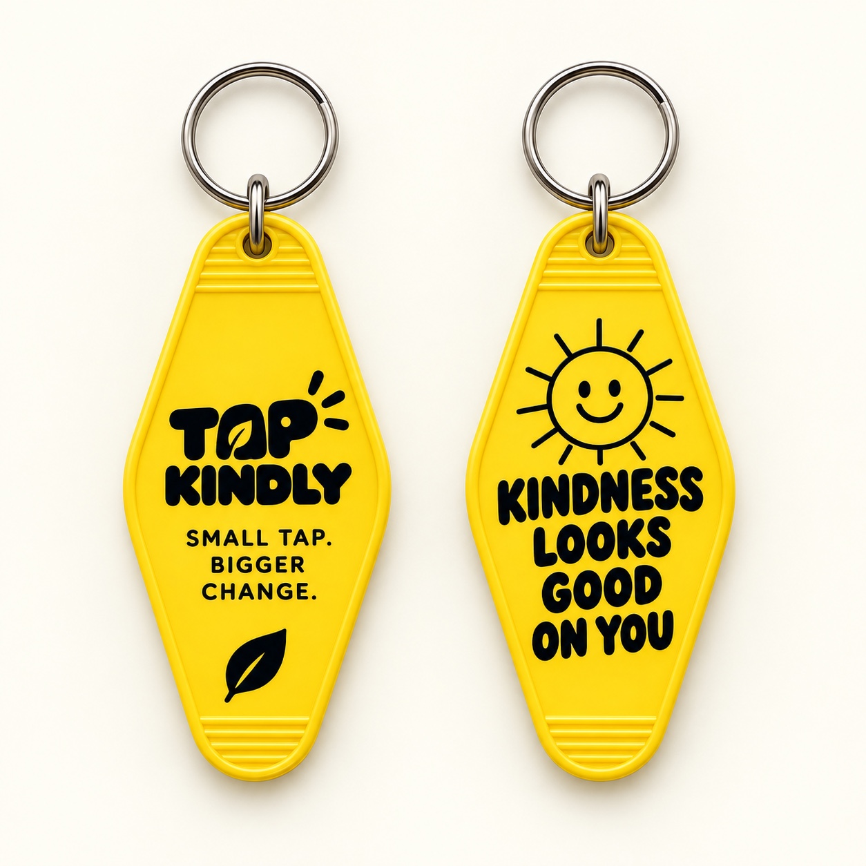 Yellow · Kindness NFC fob, front and back